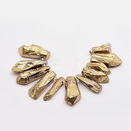 Electroplated Natural Crystal Bead Strands G-P297-E02-1