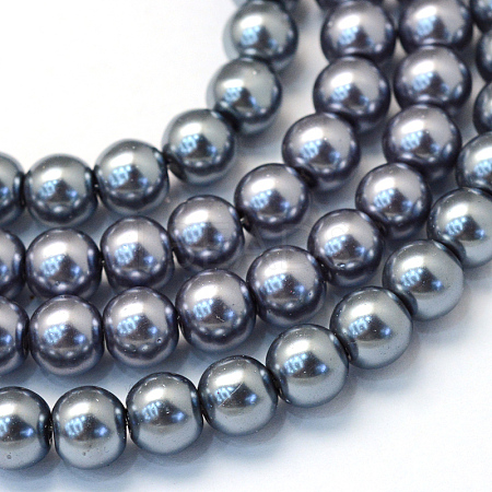 Baking Painted Pearlized Glass Pearl Round Bead Strands X-HY-Q003-12mm-12-1