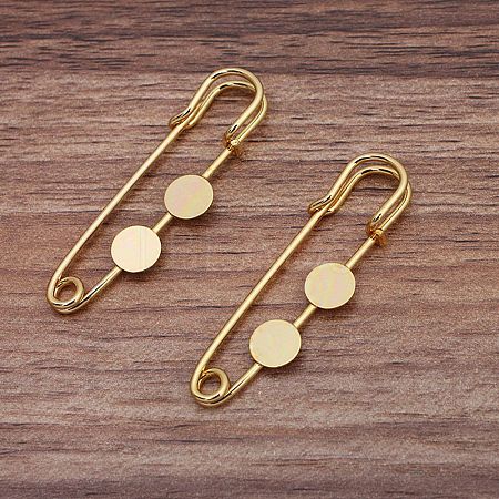 Brass Safety Pins Brooch Findings KK-WH0081-92B-G-1