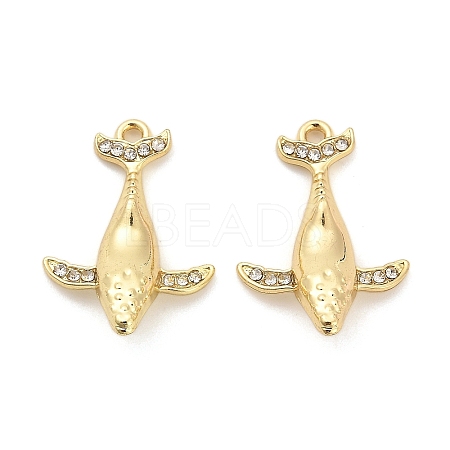 Rack Plating Alloy Pendants with Rhinestone PALLOY-Q005-06G-1