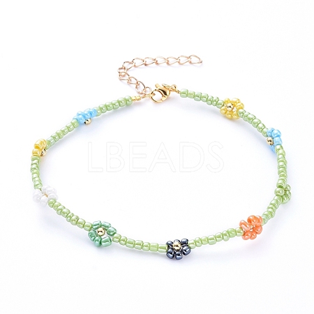 Glass Seed Beads Anklets AJEW-AN00286-03-1