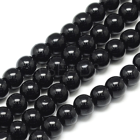 Natural Black Tourmaline Beads Strands X-G-S150-30-6mm-1