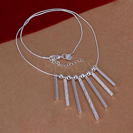 Popular Silver Color Plated Brass Tube Pendant Bib Necklaces NJEW-BB12709-1
