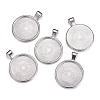 Flat Round Alloy Pendant Cabochon Settings LS-PALLOY-A15654-N-1