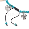 Natural Shell & Alloy Tortoise Charm Anklet AJEW-TA00022-4