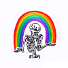Skull Holding Rainbow Computerized Embroidery Cloth Iron on/Sew on Patches RABO-PW0001-117-1