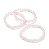 Natural Rose Quartz Beaded Stretch Bracelets BJEW-D446-B-11-4