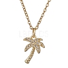 Coconut Tree Brass Micro Pave Clear Cubic Zirconia Pendant Necklaces NJEW-JN05148-02-2