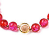 Round Glass Beaded Stretch Bracelet with Gold Plated Brass Ring for Women BJEW-N018-02D-2