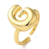 Initials Brass Open Cuff Ring for Women RJEW-N046-02G-G-1