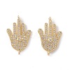 Brass Micro Pave Clear Cubic Zirconia Connector Charms KK-E068-VC077-2