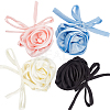 4Pcs 4 Colors 3D Rose Satin Fabric Wrap Choker Necklaces for Women NJEW-CY0001-02-6