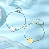 2Pcs 2 Colors 304 Stainless Steel Round Cabochon Setting Bracelets BJEW-JB11090-2