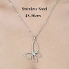 201 Stainless Steel Hollow Butterfly Pendant Necklace NJEW-OY001-97-3