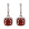 925 Sterling Silver Pave Cubic Zirconia Square Hoop Earrings EJEW-C150-01A-01-4