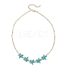 Ocean Dyed Synthetic Turquoise Starfish Beaded Bib Necklaces with 304 Stainless Steel Satellite Chains NJEW-JN05979-01-3