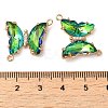 Brass Pave Faceted Glass Connector Charms FIND-Z020-04O-3