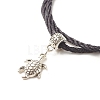 Glass Round Beaded Bracelet with Alloy Sea Turtle BJEW-JB07847-4