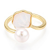 Natural Pearl Open Cuff  Ring with Msilver-Lipped Pearl Oyster PEAR-N022-C11-2