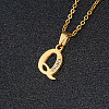 201 Stainless Steel Crystal Rhinestone Initial Pendant Necklaces FS-WG3A711-17-1
