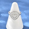 Heart Brass Micro Pave Cubic Zirconia Cuff Open Rings for Women CU-CBA0A21-01P-02-3