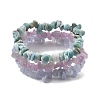 Chips Natural Larimar & Blue Lace Agate & Kunzite Beaded Stretch Bracelets Sets BJEW-JB05332-01-4