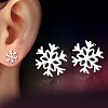 Real Platinum Plated Brass Snowflake Stud Earrings EJEW-EE0002-001-5