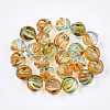 Two Tone Transparent Spray Painted Acrylic Corrugated Beads ACRP-T005-10mm-52-1