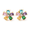 Rack Plating Brass Micro Pave Cubic Zirconia Stud Earrings EJEW-I304-07G-03-1