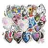 50Pcs Floral Human Heart Shape PVC Self Adhesive Cartoon Stickers STIC-G001-06-2
