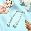 Shell Pearl Long Tassel Dangle Stud Earrings EJEW-TA00242-2