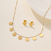 Fashionable Stainless Steel Flat Round Pendant Necklaces & Stud Earrings Set for Women ZW0120-1
