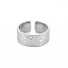 304 Stainless Steel Hammered Flat Open Cuff Ring for Women RJEW-S405-208P-1