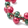 Christmas Glass Pearl Beaded Braided Beade Bracelets for Women BJEW-MZ00254-3