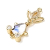 Brass Micro Pave Clear Cubic Zirconia Fish Links Connector Charms KK-K375-26G-23-2