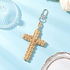 Cross Cotton Threads Pendants Decorations HJEW-TA00398-03-1