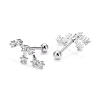 Brass Micro Pave Clear Cubic Zirconia Stud Earrings EJEW-F258-01H-P-2