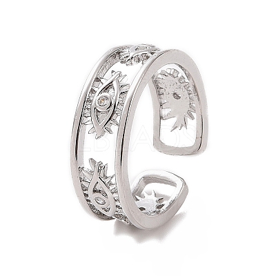 Clear Cubic Zirconia Eye Open Cuff Rings RJEW-P083-02P-1