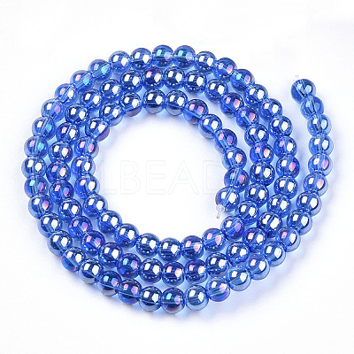 Electroplate Transparent Glass Beads Strands GLAA-T032-T4mm-AB04-1