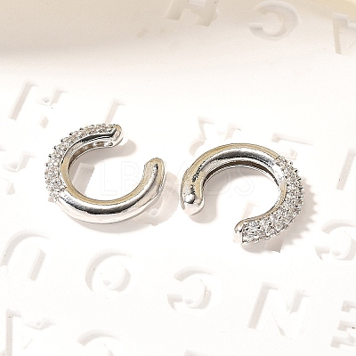 Cubic Zirconia C-Shaped Cuff Earrings EJEW-G295-19P-04-1