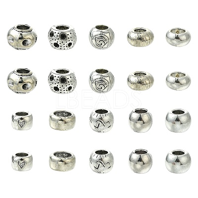 100Pcs 10 Styles Tibetan Style Alloy European Beads TIBE-CJ0001-32-1
