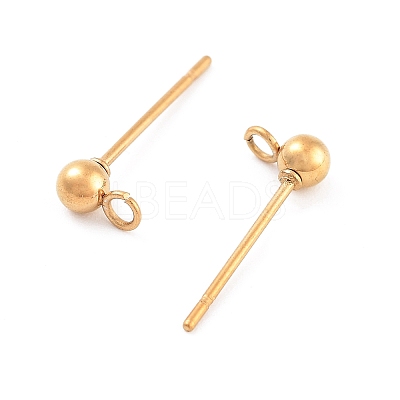 Ion Plating(IP) 304 Stainless Steel Ball Post Stud Earring Findings STAS-E163-44G-01-1