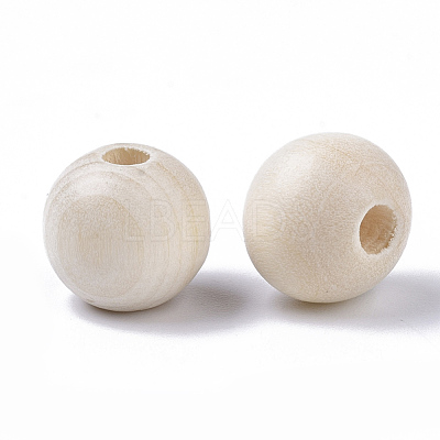 Natural Unfinished Wood Beads X-WOOD-S651-A10mm-LF-1