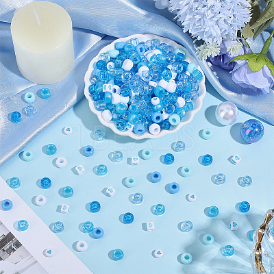 1200Pcs 10 Styles Opaque Plastic and  Opaque Acrylic Beads KY-PA0001-15B-1