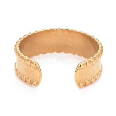 Ion Plating(IP) 304 Stainless Steel Flat Open Cuff Ring for Women RJEW-C025-10G-1