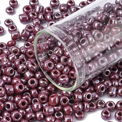 6/0 Opaque Colors Lustered Round Glass Seed Beads X-SEED-A012-4mm-126-1