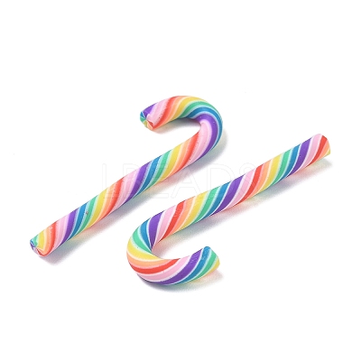 Christmas Candy Cane Handmade Polymer Clay Beads CLAY-P005-04D-1
