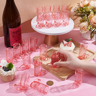 Cowboy Boots Shape PS Plastic Wine Glasses for Doll Miniatures FIND-WH0199-336A-1