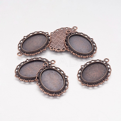 Tibetan Style Oval Alloy Pendant Cabochon Settings TIBEP-Q054-44R-NR-1