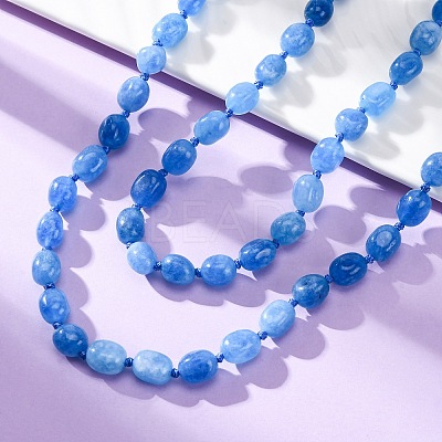 Natural Dyed Malaysia Jade Tumble Stone Nuggets Beaded Long Necklaces for Women NJEW-F340-A06-1